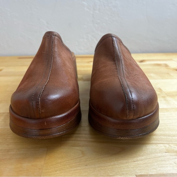 NEW Lunea Brandy Brown Leather Heel Clog Shoes Size 39 - Picture 4 of 12